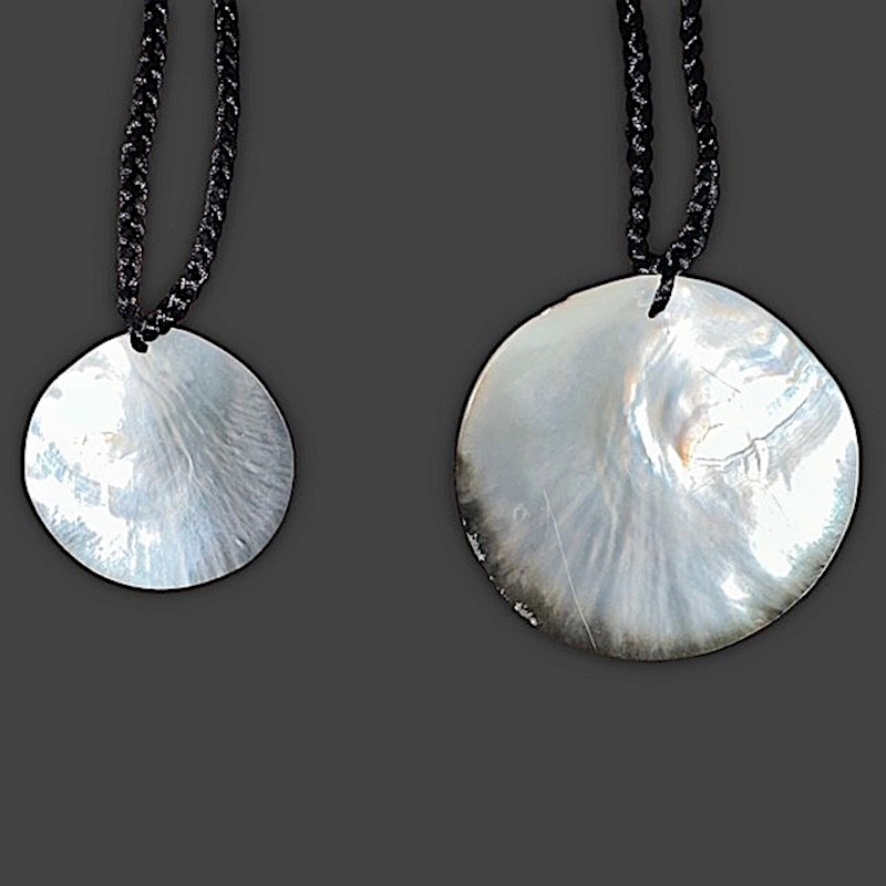 Circle Mother of Pearl Necklace -  BLACK