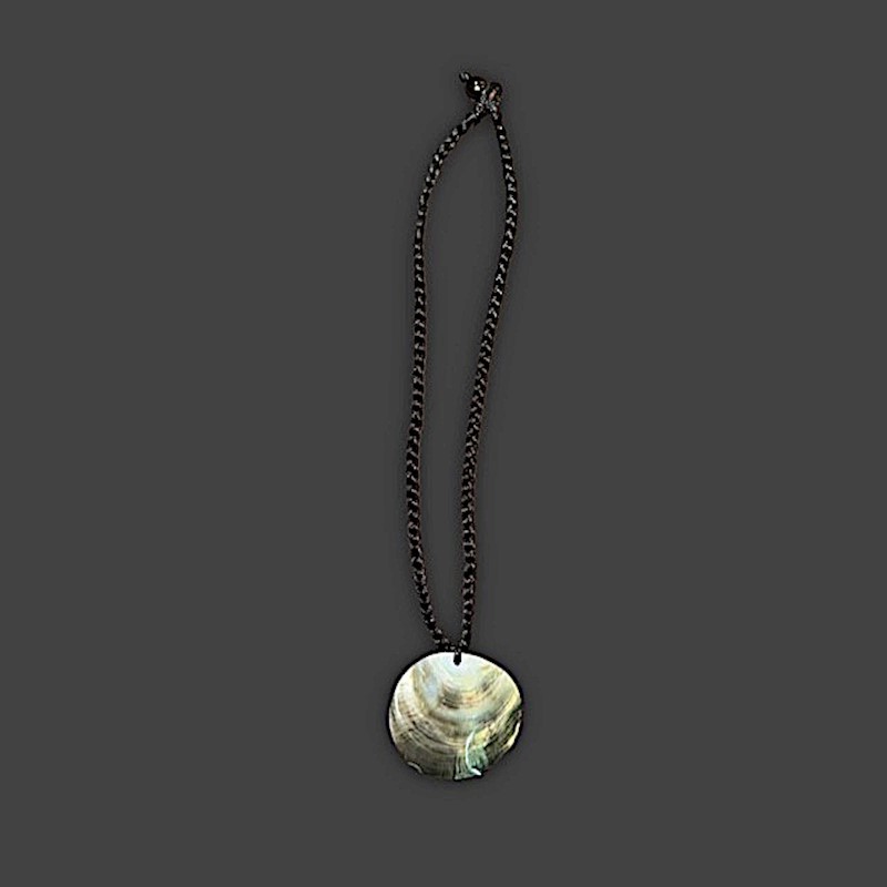 Circle Mother of Pearl Necklace -  BLACK