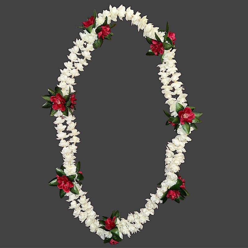 Double Strand Pikake Lei w/ Rose
