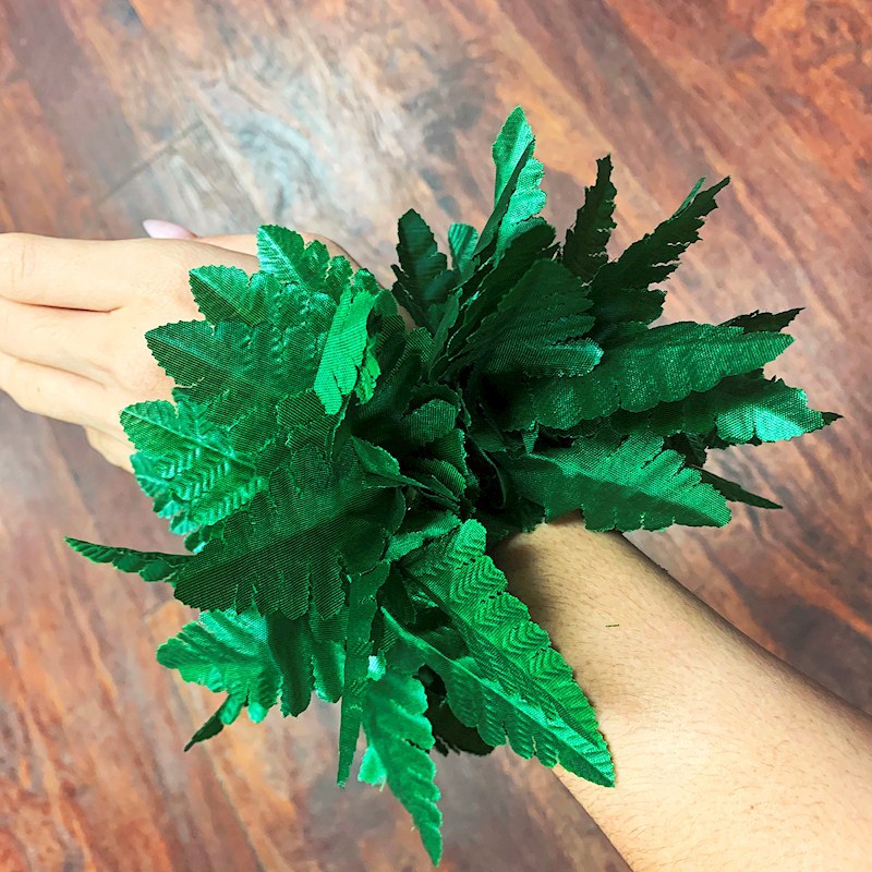 Leather Fern Elastic Wristlet/Anklet