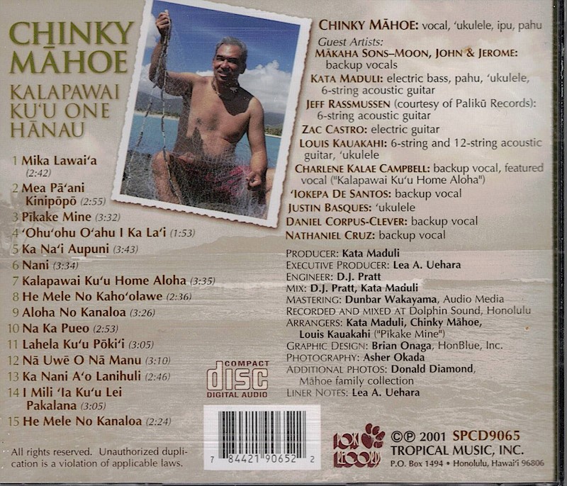 Music CD - Chinky Mahoe, Kalapawai Ku'u One Hanau