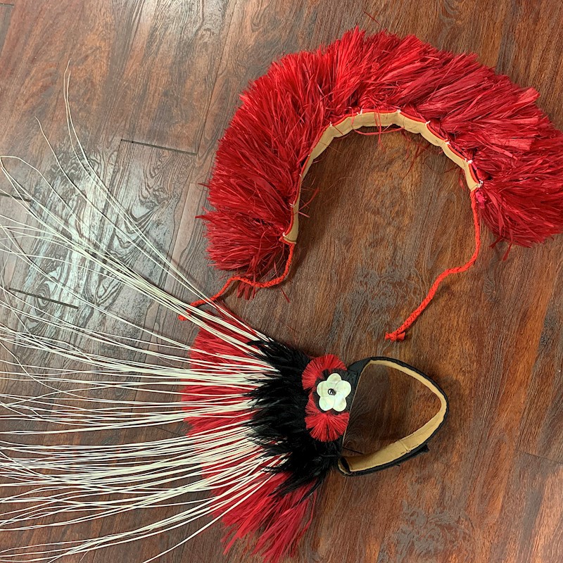 Tahitian Costume Bundle: Small Side Headpiece with Tie Hipband