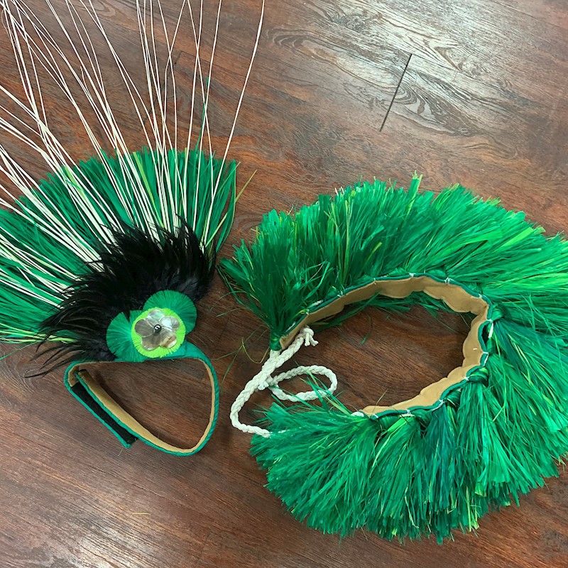 Tahitian Costume Bundle: Small Side Headpiece with Tie Hipband