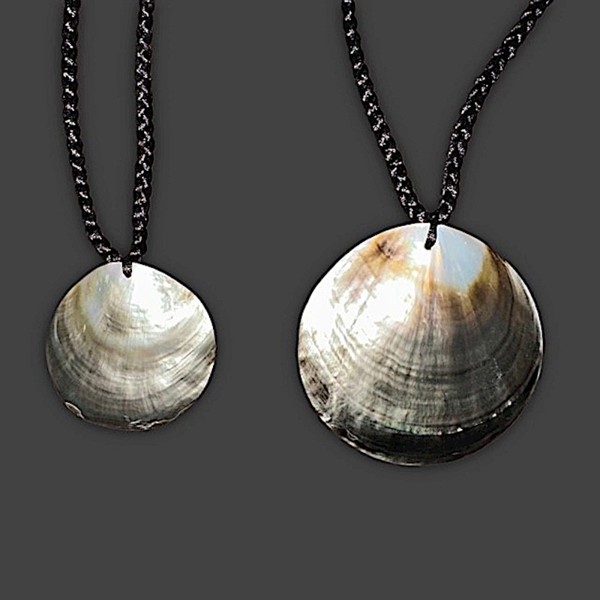 Circle Mother of Pearl Necklace -  BLACK