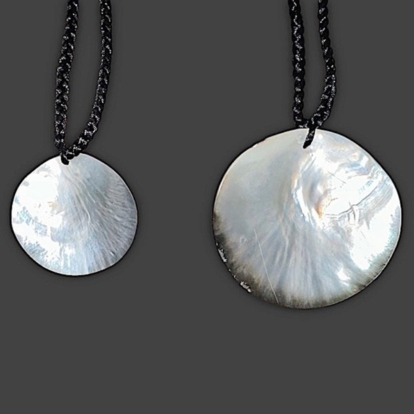Circle Mother of Pearl Necklace -  BLACK