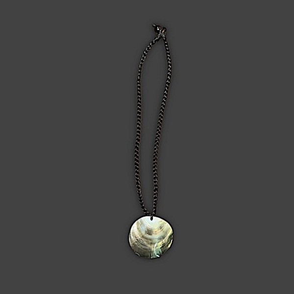 Circle Mother of Pearl Necklace -  BLACK