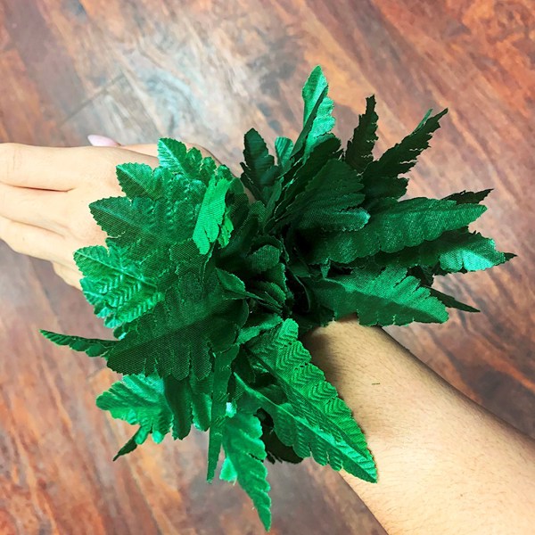 Leather Fern Elastic Wristlet/Anklet