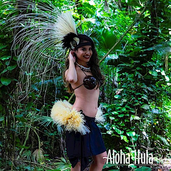 Tahitian Costume Bundle: Small Side Headpiece with Tie Hipband